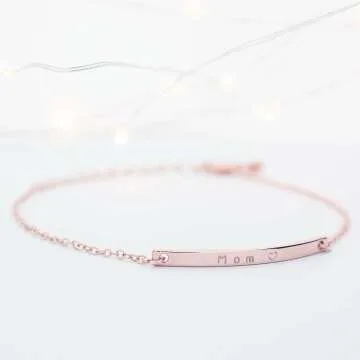 Personalized 16K Gold Name Bar Bracelet for Gifts