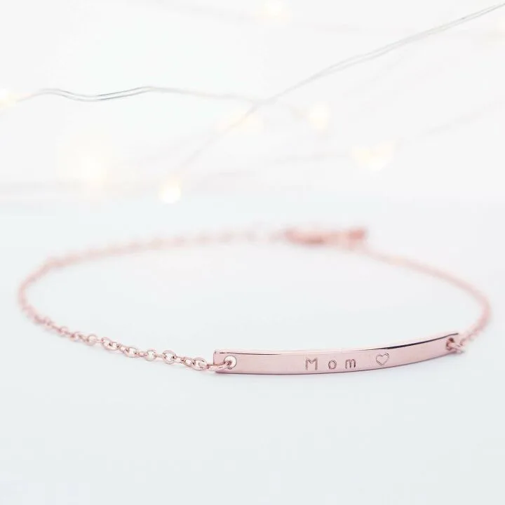 Personalized 16K Gold Name Bar Bracelet for Gifts