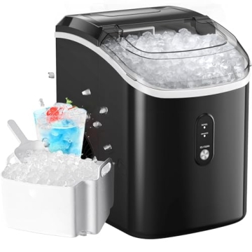 Nugget Ice Makers Countertop, Pellet Ice Machine with Self-Cleaning Function, Nugget Ice Machine Pro...