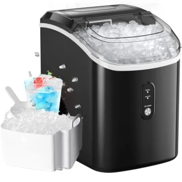 Nugget Ice Makers Countertop, Pellet Ice Machine with Self-Cleaning Function, Nugget Ice Machine Pro...
