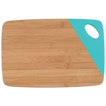 Now Designs Bamboo Cutting Board with Dipped Accent, Turquoise
