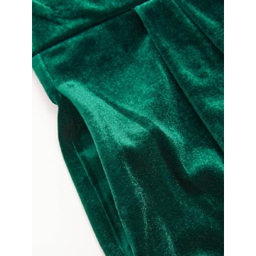 CIDER Velvet Off-Shoulder Ruched Jumpsuit in Dark Green