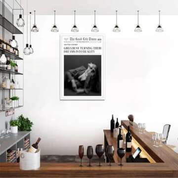 Generic Retro Girls Busy Turning'Their Dreams To Reality Posters Black And White Newspaper Wall Art Magazine Thought Hot Girl Painting For Home Bedroom Dorm Wall Decor 12x16in Unframed