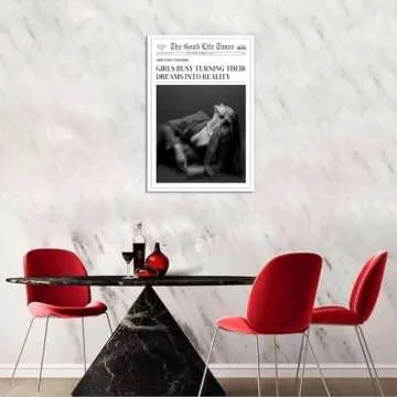 Generic Retro Girls Busy Turning'Their Dreams To Reality Posters Black And White Newspaper Wall Art Magazine Thought Hot Girl Painting For Home Bedroom Dorm Wall Decor 12x16in Unframed