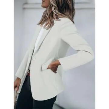 Cicy Bell Womens Casual Blazers Open Front Long Sleeve Work Office Suit Jackets Blazer White