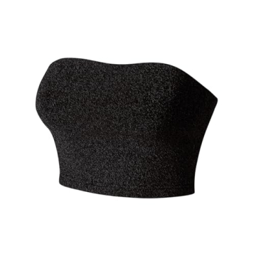 Shiny Strapless Bandeau Crop Top for Festivals