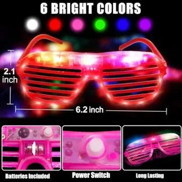 30 Pack LED Glasses Glow in The Dark Party Supplies Glow Sticks Glasses Party Favors Rave Neon Shutter Shades Light Up Glasses Sunglasses Party Favors for Kids/Adults Birthday Wedding Cosplay