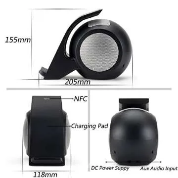 CENSHI Cell Phone Fast Wireless Charger with Bluetooth Speaker Compatible with iPhone 16 15 14 13 12 11 Pro XS 8 Plus Samsung Galaxy S23 S22 S21 Note 20 Google Etc for Office, Home - Black ﻿