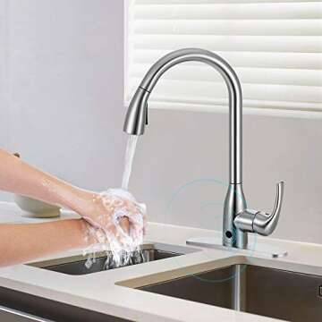 Touchless Motion Sensor Kitchen Faucet - Brushed Nickel by BOHARERS