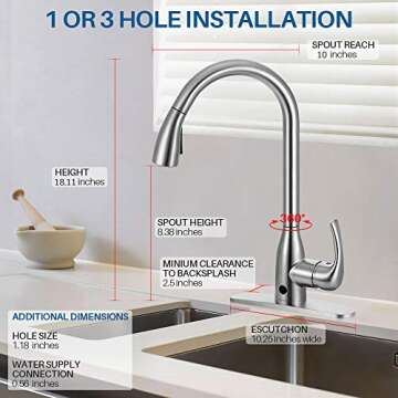 Touchless Motion Sensor Kitchen Faucet - Brushed Nickel by BOHARERS