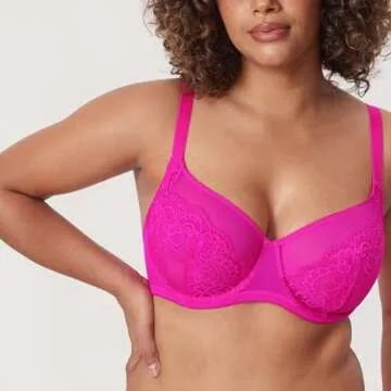 DELIMIRA Women's Lace Bra Plus Size Full Coverage Underwire Sexy Unlined Bras