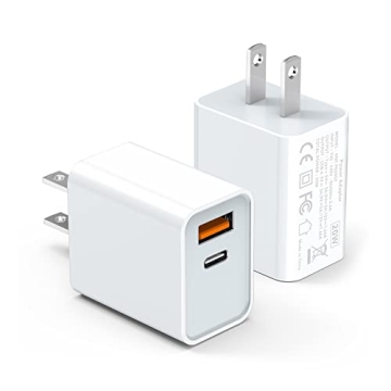 LCGENS USB C Wall Charger Block 20W, 2-Pack Dual Port PD Power Delivery Fast Type C Charging Block P...