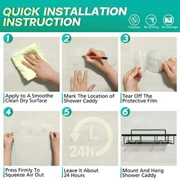 Shower Caddy Bathroom Organizer 3-Pack Adhesive Rustproof Shower Shelf for Inside Shower Storage with Soap Holder and Adhesives