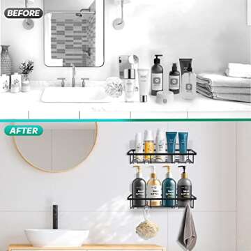 Shower Caddy Bathroom Organizer 3-Pack Adhesive Rustproof Shower Shelf for Inside Shower Storage with Soap Holder and Adhesives