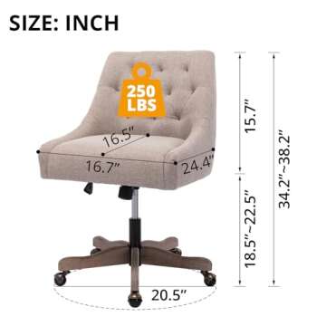 Elegant Adjustable Swivel Home Office Chair with Wooden Legs