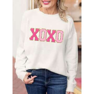 MARZXIN Women 2024 Casual Holiday Sweaters Long Sleeve Round Neck Cable Knit Pullover Sweatshirt White2 S New