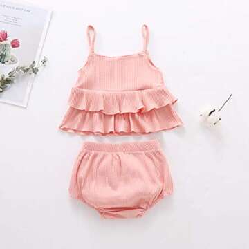 Charming Newborn Baby Girls' 2Pcs Summer Outfit Set - Pink