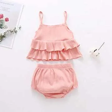 Charming Newborn Baby Girls' 2Pcs Summer Outfit Set - Pink