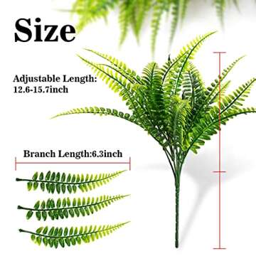 MAQIHAN 10PCS Fake Fern Outdoors - Vibrant, Maintenance-Free Boston Fern Decor