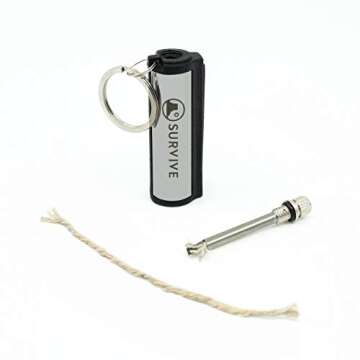 SURVIVE Permanent Match, Pack of 5, The Forever Lighter, Emergency Waterproof Fire Starter Striker Set, Metal Keychain Unlimited Strike Anywhere Stick