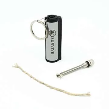 SURVIVE Permanent Match, Pack of 5, The Forever Lighter, Emergency Waterproof Fire Starter Striker Set, Metal Keychain Unlimited Strike Anywhere Stick