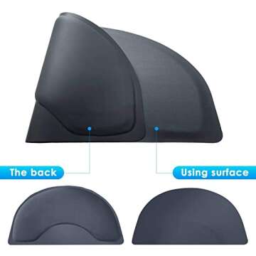 Barber Shop Salon Floor Chair Mat - Black Semi Circle Hair Stylist Station Anti Fatigue Mats - 3x4 - 1/2" Thick