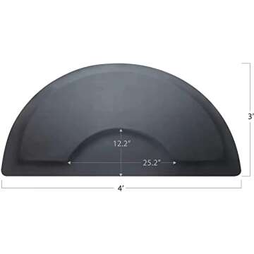 Barber Shop Salon Floor Chair Mat - Black Semi Circle Hair Stylist Station Anti Fatigue Mats - 3x4 - 1/2" Thick