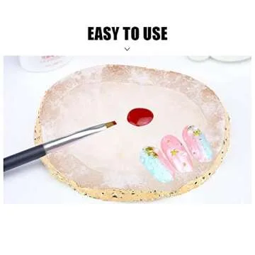 Polish Mix Palette, Resin Nail Art Palette Paint Drawing Color Dish Golden Edge Resin Stone Paint Drawing Color Dish Manicure Nail DIY Tool(White)