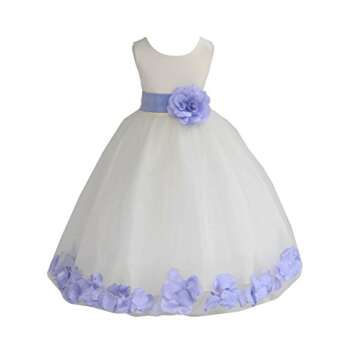 Wedding Pageant Flower Petals Girl Ivory Dress with Bow Tie Sash 302a 12