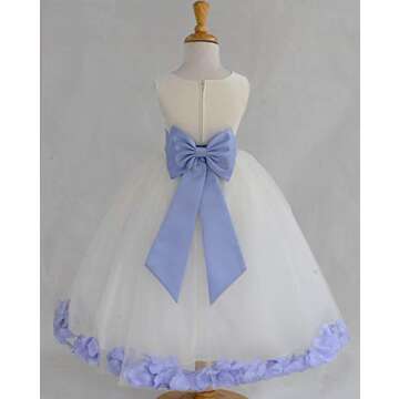 Wedding Pageant Flower Petals Girl Ivory Dress with Bow Tie Sash 302a 12