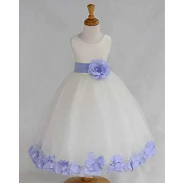 Wedding Pageant Flower Petals Girl Ivory Dress with Bow Tie Sash 302a 12