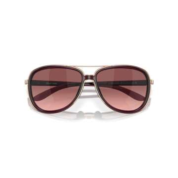 Oakley Women's OO4129 Split Time Aviator Sunglasses, Crystal Raspberry/G40 Black Gradient, 58 mm