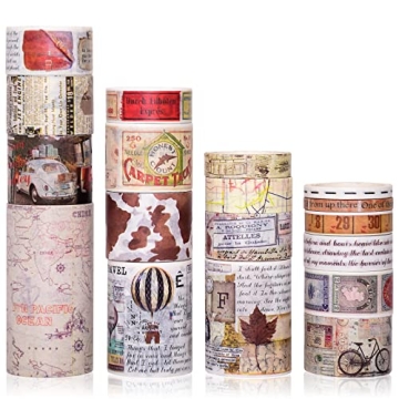 DAPUTOU Vintage Washi Tape Set 18 Rolls Decorative Tape