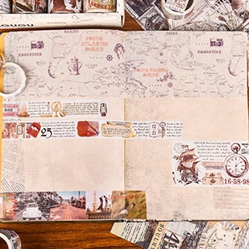 DAPUTOU Vintage Washi Tape Set 18 Rolls Decorative Tape