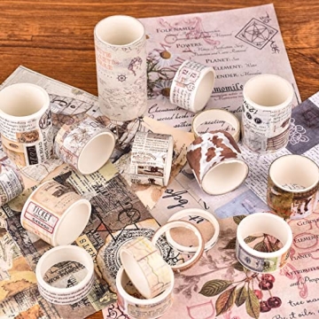 DAPUTOU Vintage Washi Tape Set 18 Rolls Decorative Tape