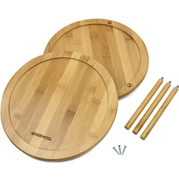 Greenco Bamboo 2 Tier Lazy Susan Turntable for Organizing