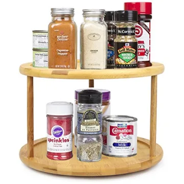 Greenco Bamboo 2 Tier Lazy Susan Turntable for Organizing