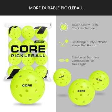 CORE Pickleball Balls for Professionals and All Levels of Play - Set of 4-50 Balls with 40 Holes - U...