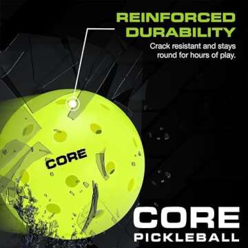 CORE Pickleball Balls for Professionals and All Levels of Play - Set of 4-50 Balls with 40 Holes - USA Pickleball Approved Durable Outdoor Pickleball Balls (12 Pack)