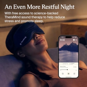 Therabody Sleep Mask Ultra-Comfortable, 100% Blackout Sleep Eye Mask with Gentle Eye Massager Vibration for Stress Relief, Headache Relief & Self Care - Facial Massager Sleeping Mask for Women & Men