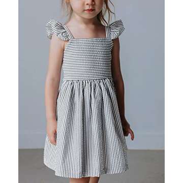 Saodimallsu Girls Summer Sundress for Kids Striped Fashion