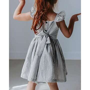 Saodimallsu Girls Summer Sundress for Kids Striped Fashion