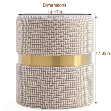 Chic Modern Round Vanity Stool with Gold Ring