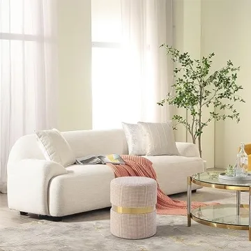 Chic Modern Round Vanity Stool with Gold Ring