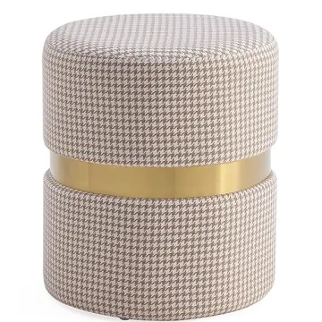 Chic Modern Round Vanity Stool with Gold Ring