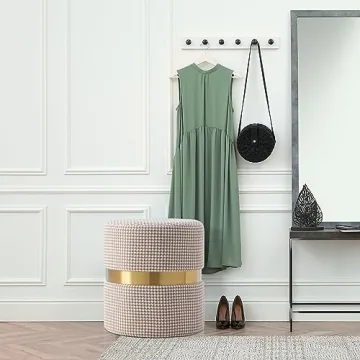 Chic Modern Round Vanity Stool with Gold Ring