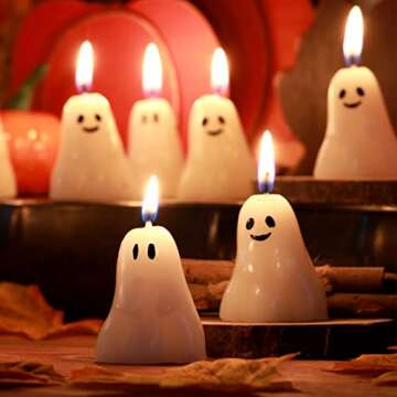 Nuanchu 12 Pcs Halloween Ghost Pumpkin Candle Fun Scented Thanksgiving Halloween Handmade Wax Fall C...