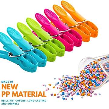 Clothes Pins Heavy Duty Outdoor, Plastic Clothespins Laundry Clips 24 Pack 4 Colors Colorful Windproof Small Clothing Close Pin for Hangers Hanging Clothes Drying Cloths Beach Towel Clothesline Pegs