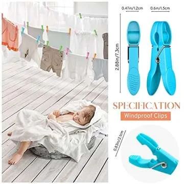 Colorful Windproof Clothes Pins 24 Pack for Laundry
