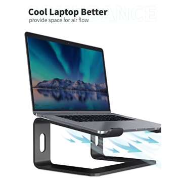 SOUNDANCE Laptop Stand, Aluminum Computer Riser, Ergonomic Laptops Elevator for Desk, Metal Holder Compatible with 10 to 15.6 Inches Notebook Computer, Black